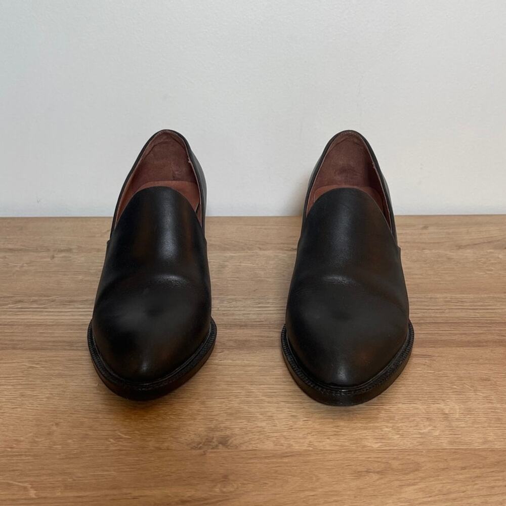 Jeffrey Campbell Black Leather Architectural Block Heel Loafers Size 6.5 - Picture 2 of 8